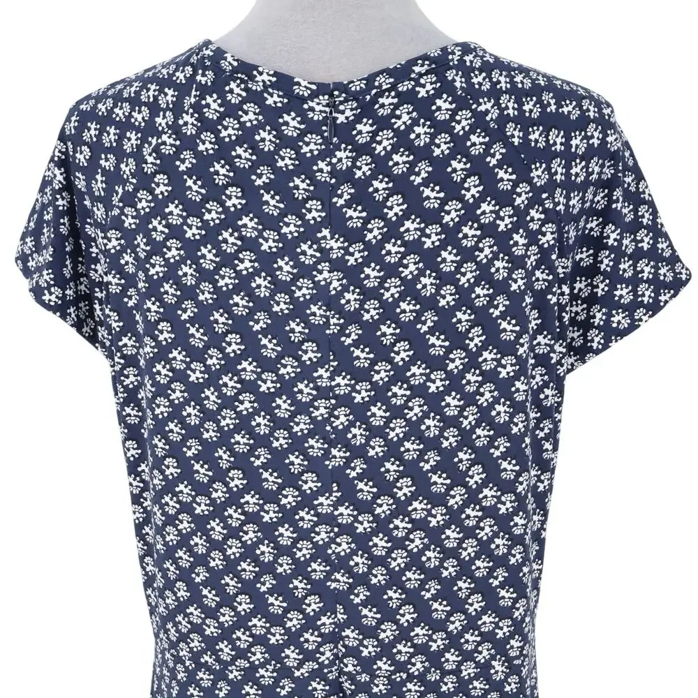 Michael Kors Dress Plus Size 1X Navy Blue Print Stretch Knit Zipper Career New